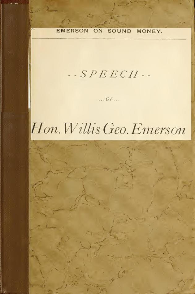 Emerson on Sound Money&#10;A Speech, 1896