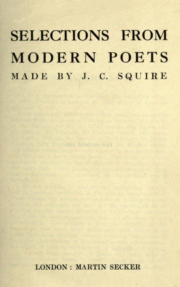 Selections from Modern Poets&#10;Made by J. C. Squire