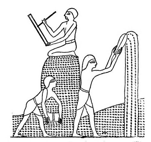 Egyptians Winnowing and Storing Corn in Sacks, and a Scribe Noting the Quantities.