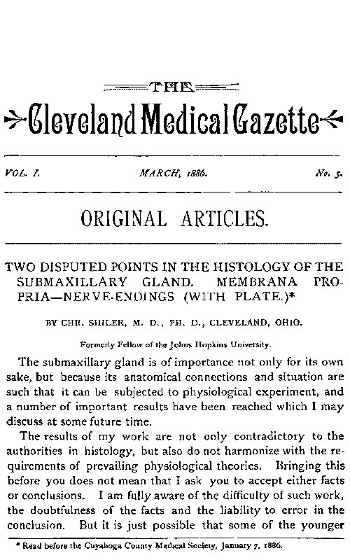 The Cleveland Medical Gazette, Vol. 1, No. 5, March 1886