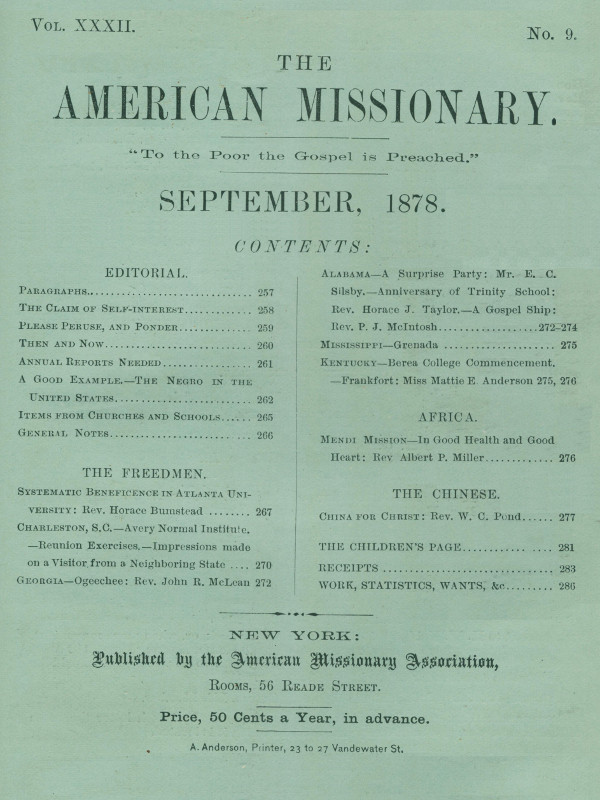 The American Missionary — Volume 32, No. 09, September, 1878