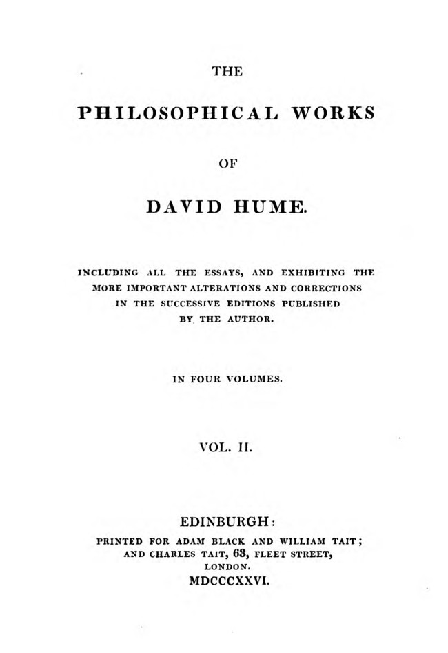 Philosophical Works, v. 2 (of 4)&#10;Including All the Essays, and Exhibiting the More Important Alterations and Corrections in the Successive Editions Published by the Author
