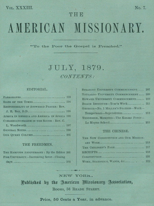 The American Missionary — Volume 33, No. 07, July, 1879