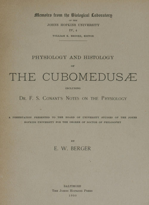 Physiology and histology of the Cubomedusæ&#10;including Dr. F.S. Conant's notes on the physiology