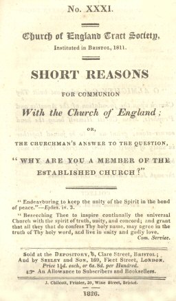 Short Reasons for Communion with the Church of England&#10;Or, The Churchman's answer to the question, "Why are you a Member of the Established Church?"