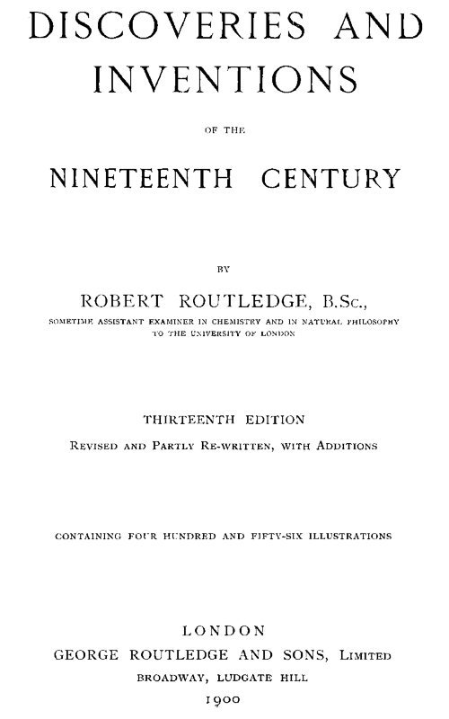 Discoveries and Inventions of the Nineteenth Century