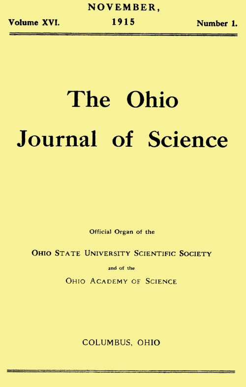 The Ohio Journal of Science, Vol. XVI, No. 1, November 1915