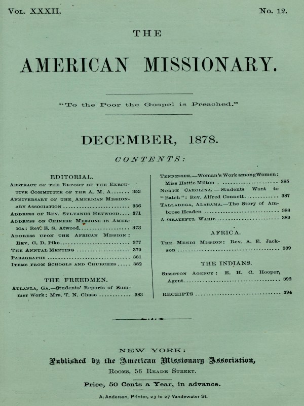 Amerikan Misyoner - Cilt 32, No. 12, Aralık 1878