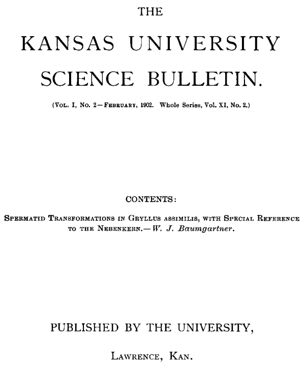 The Kansas University Science Bulletin, Vol. I, No. 2, February, 1902