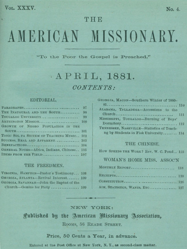 The American Missionary — Volume 35, No. 4, April, 1881