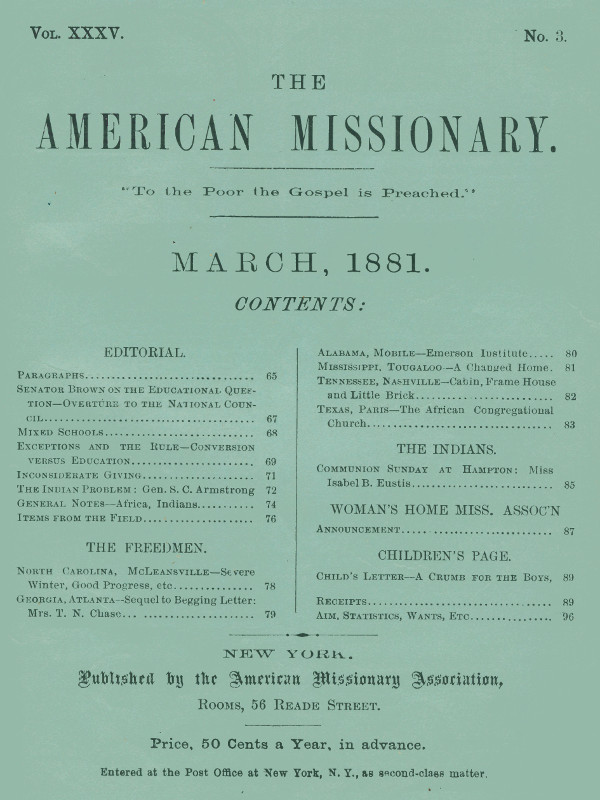 The American Missionary — Volume 35, No. 3, March 1881