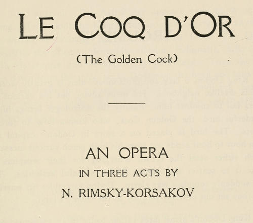 Altın Horoz: Üç Perdelik Bir Opera