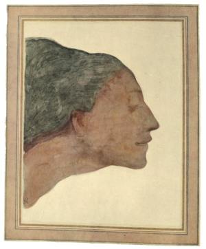 Portarait of woman in profile.