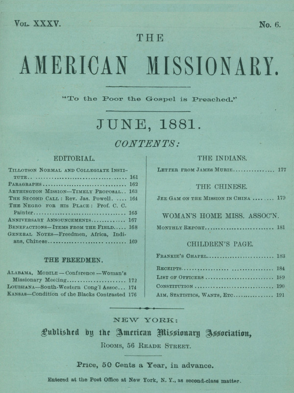 The American Missionary — Volume 35, No. 6, June, 1881