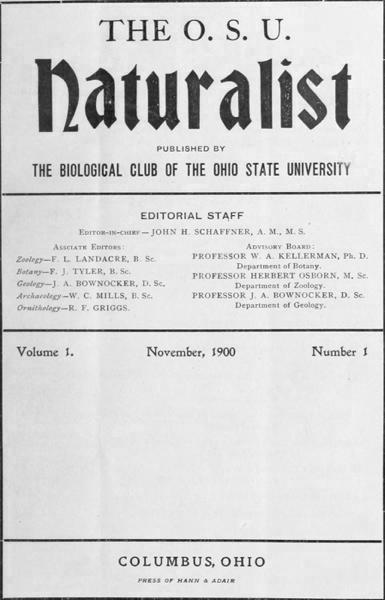 The O. S. U. Naturalist, Vol. 1, No. 1, November, 1900
