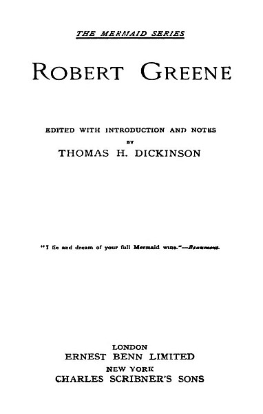 Robert Greene: [Six Plays]