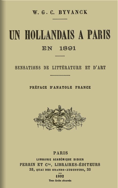 1891'de Paris'te Bir Hollandalı: Edebiyat ve Sanatın Duyuları