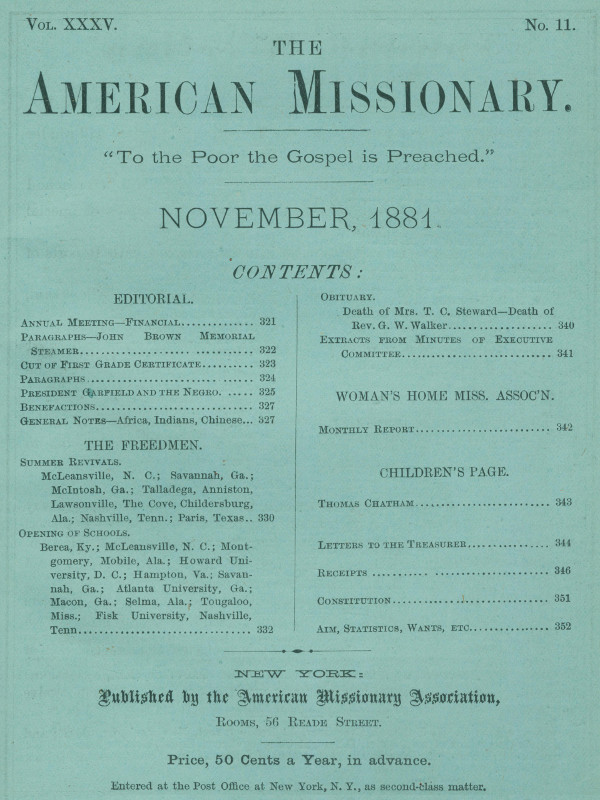 The American Missionary — Volume 35, No. 11, November, 1881