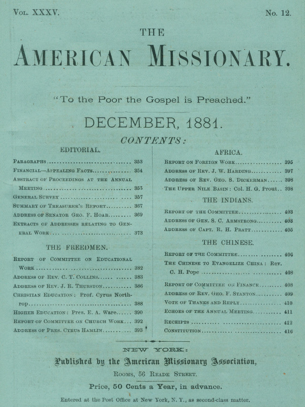 Amerikan Misyoner — Cilt 35, No. 12, Aralık, 1881