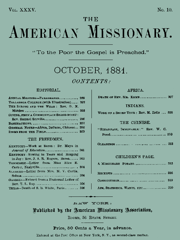 Amerikan Misyoner - Cilt 35, No. 10, Ekim 1881