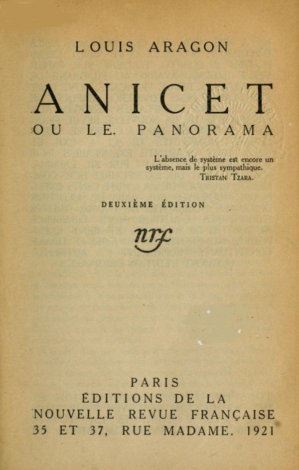 Anicet; ou, le panorama