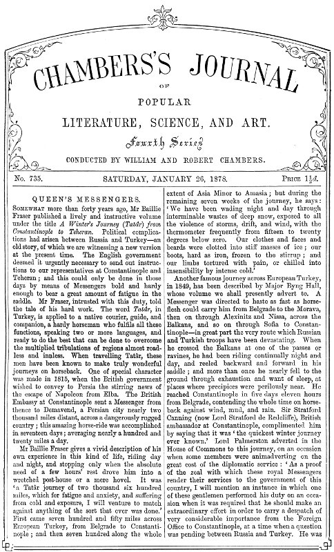 Chambers's Journal of Popular Literature, Science, and Art, No. 735, January 26, 1878