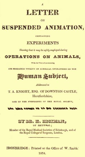 A Letter on Suspended Animation&#10;containing experiments shewing that it may be safely employed during operations on animals