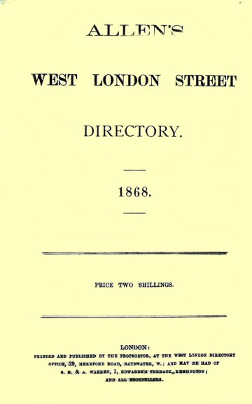 Allen's West London Street Directory, 1868