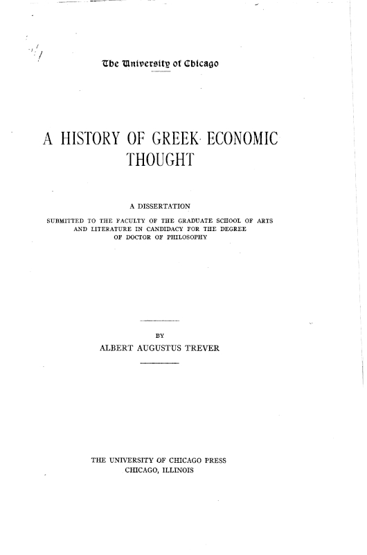 A History of Greek Economic Thought