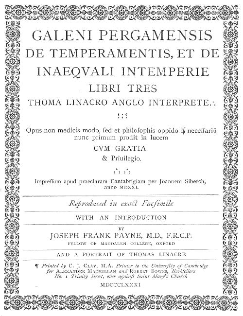Galeni pergamensis de temperamentis, et de inaequali intemperie