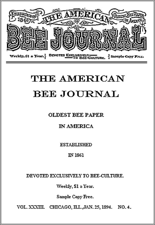 Amerikan Arı Dergisi, Cilt XXXIII, No. 4, 25 Ocak 1894