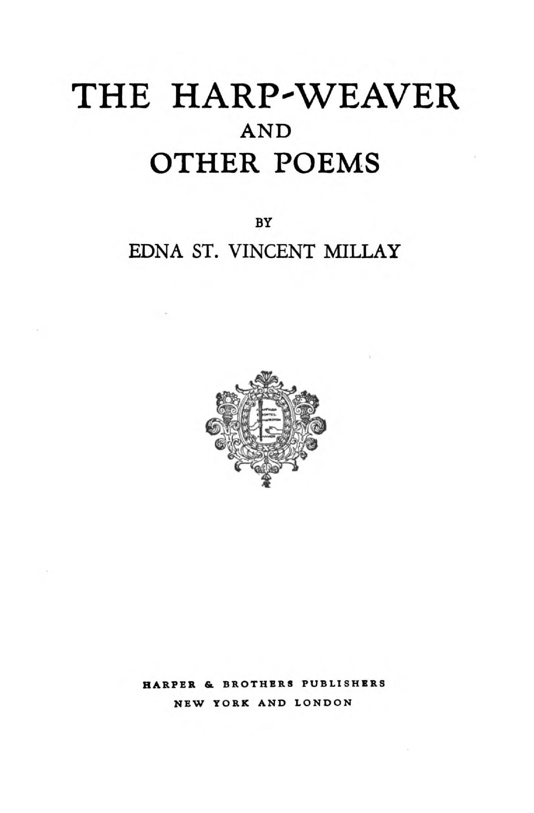 The harp-weaver, and other poems