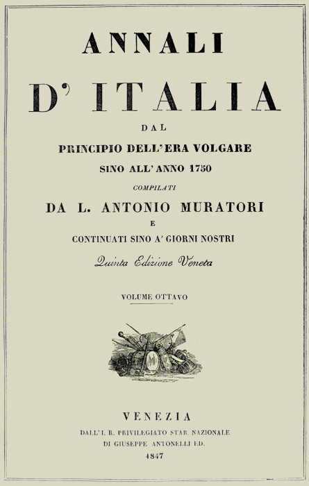Annali d'Italia, vol. 8&#10;dal principio dell'era volgare sino all'anno 1750