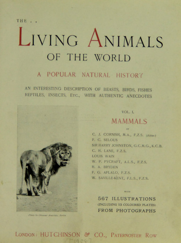 The Living Animals of the World, Volume 1 (of 2)&#10;A Popular Natural History