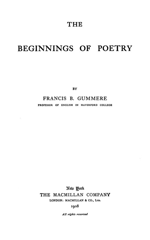 The Beginnings of Poetry