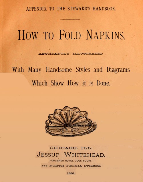 How to Fold Napkins&#10;Abundantly Illustrated with Many Handsome Styles and Diagrams Which Show How It is Done