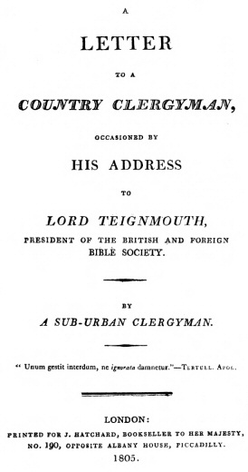 A letter to a country clergyman, occasioned by his address to Lord Teignmouth