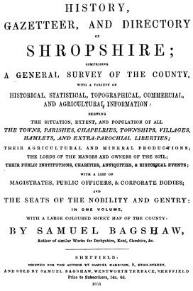 History, Gazetteer, and Directory of Shropshire [1851]