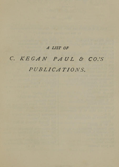 A List of C. Kegan Paul & Co.'s Publications [1879]