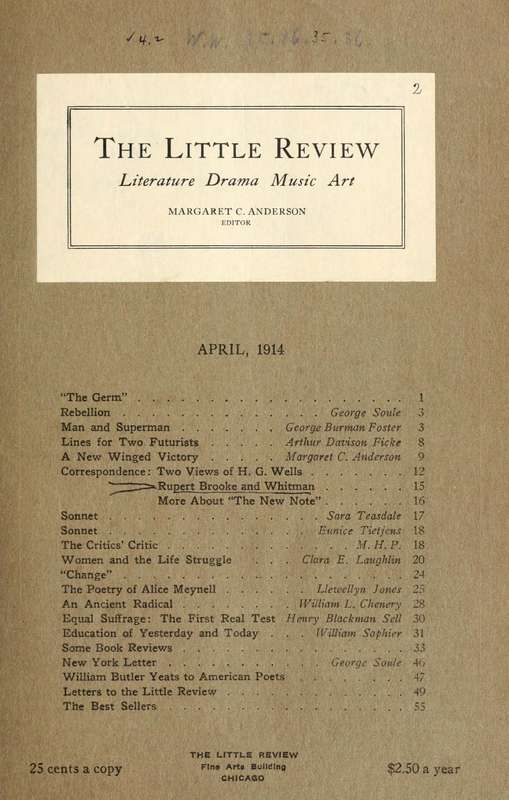 The Little Review, April 1914 (Vol. 1, No. 2)