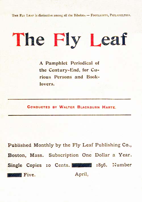The Fly Leaf, No. 5, Vol. 1, April 1896