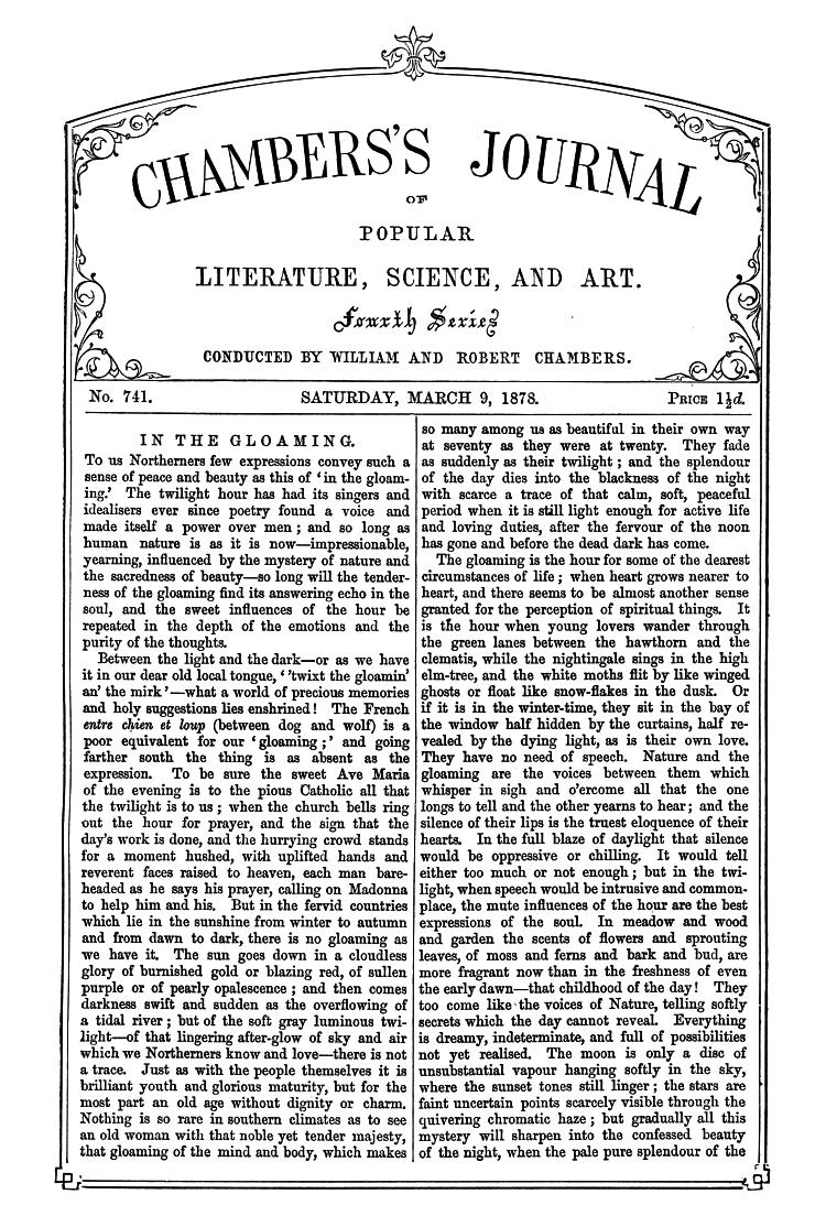 Chambers's Journal of Popular Literature, Science, and Art, No. 741, March 9, 1878