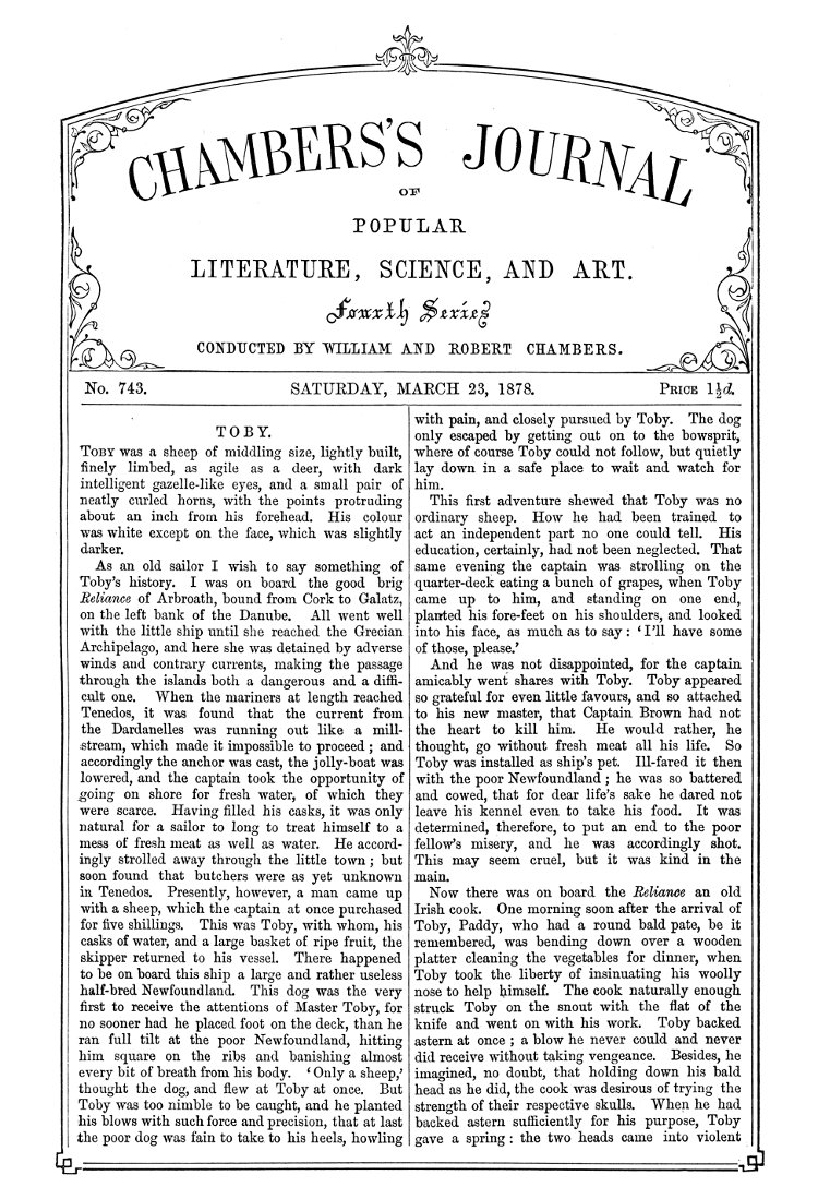 Chambers's Journal of Popular Literature, Science, and Art, No. 743, March 23, 1878