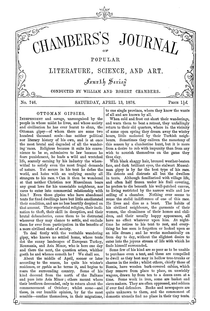 Chambers's Journal of Popular Literature, Science, and Art, No. 746, April 13, 1878