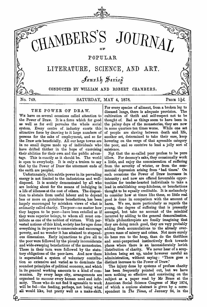 Chambers'ın Popüler Edebiyat, Bilim ve Sanat Dergisi, No. 749, 4 Mayıs 1878