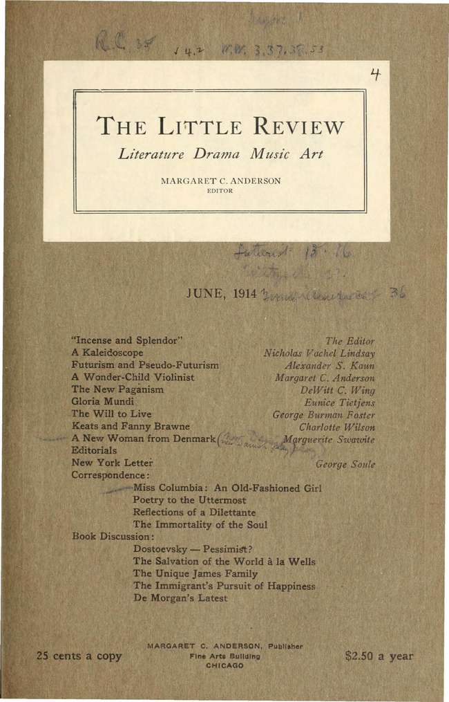 The Little Review, June 1914 (Vol. 1, No. 4)