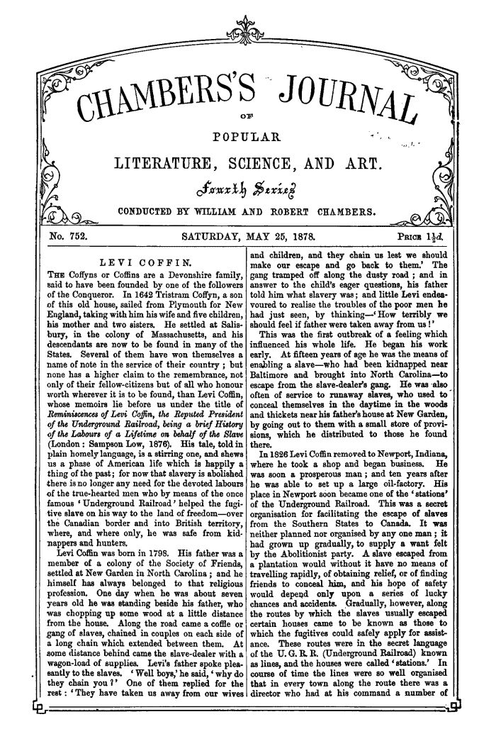 Chambers's Journal of Popular Literature, Science, and Art, No. 752, May 25, 1878