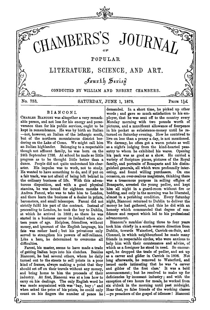 Chambers's Journal of Popular Literature, Science, and Art, No. 753, June 1, 1878