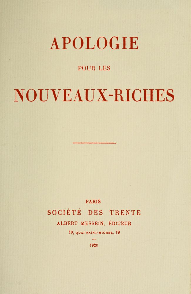 Apologie pour les nouveaux-riches