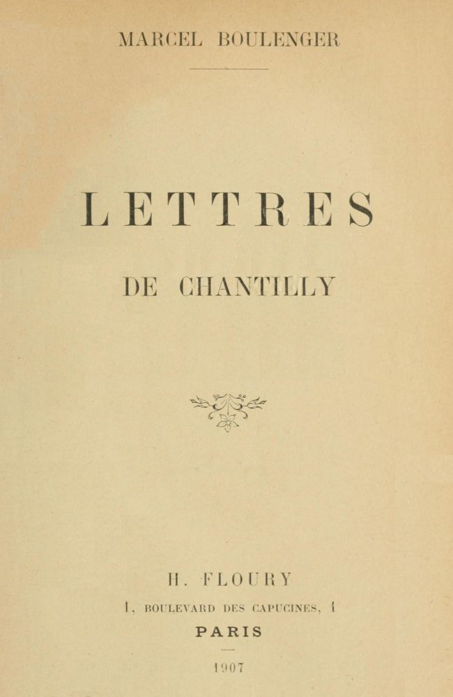 Lettres de Chantilly